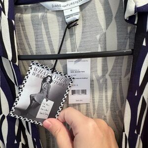 Diane Von Furstenberg Geometric Purple and White Dress